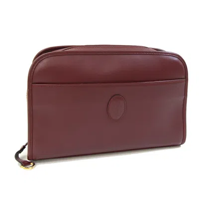 Pre-owned Cartier Must Bordeaux Leather Clutch Bag Pouch () In Burgundy