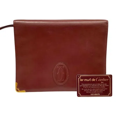 Pre-owned Cartier Must Bordeaux Leather Clutch Bag () In Burgundy
