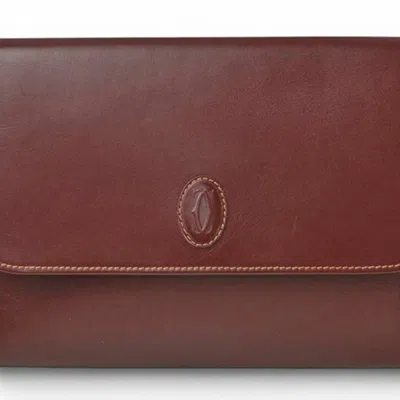 Pre-owned Cartier Must Bordeaux Leather Clutch Bag ()
