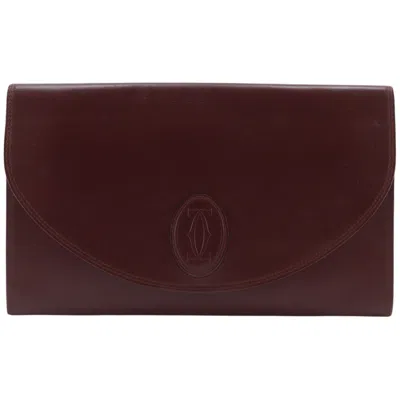 Pre-owned Cartier Must Bordeaux Leather Clutch Bag () In Burgundy