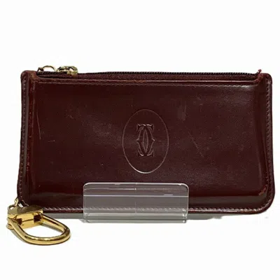 Pre-owned Cartier Must Bordeaux Leather Coin Purse/coin Case ()