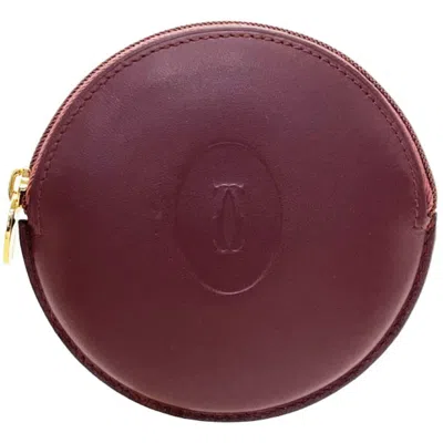 Pre-owned Cartier Must Bordeaux Leather Coin Purse/coin Case ()