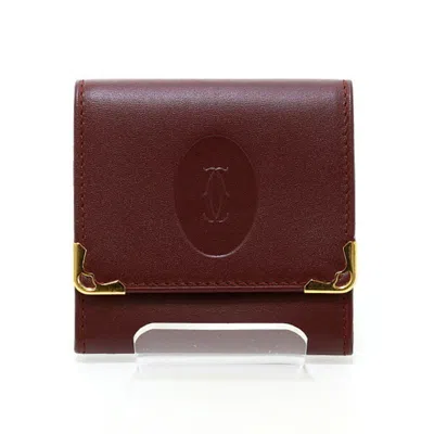 Pre-owned Cartier Must Bordeaux Leather Coin Purse/coin Case () In Burgundy