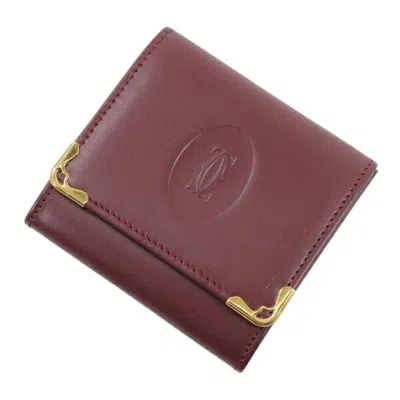 Pre-owned Cartier Must Bordeaux Leather Coin Purse/coin Case ()