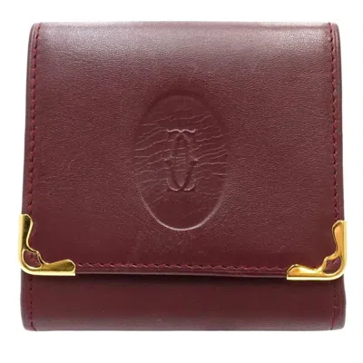 Pre-owned Cartier Must Bordeaux Leather Coin Purse/coin Case ()