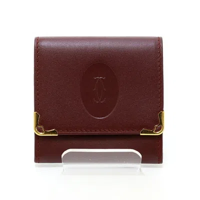 Pre-owned Cartier Must Bordeaux Leather Coin Purse/coin Case ()