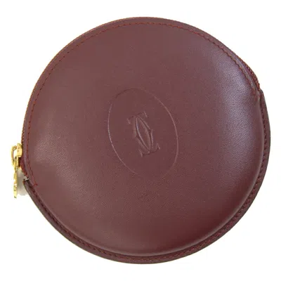 Pre-owned Cartier Must Bordeaux Leather Coin Purse/coin Case ()