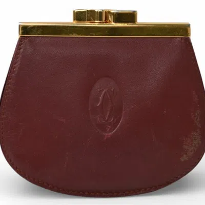 Pre-owned Cartier Must Bordeaux Leather Coin Purse/coin Case () In Burgundy