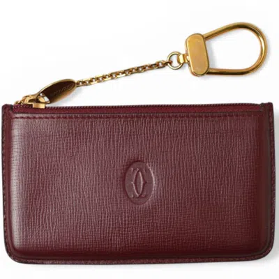 Pre-owned Cartier Must Bordeaux Leather Coin Purse/coin Case () In Burgundy