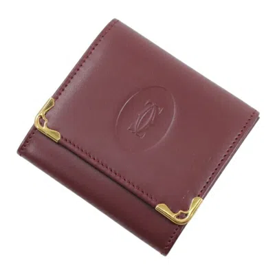 Pre-owned Cartier Must Bordeaux Leather Coin Purse/coin Case () In Burgundy