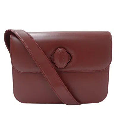 Pre-owned Cartier Must Bordeaux Leather Handbag Shoulder Bag () In Burgundy