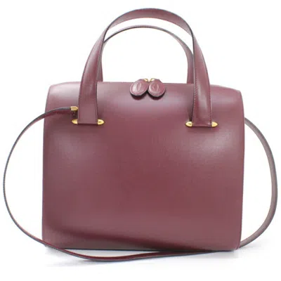 Pre-owned Cartier Must Bordeaux Leather Handbag Shoulder Bag () In Burgundy