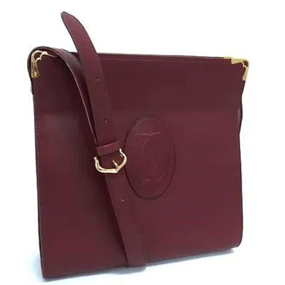 Pre-owned Cartier Must Bordeaux Leather Handbag Shoulder Bag Tote Bag () In Burgundy