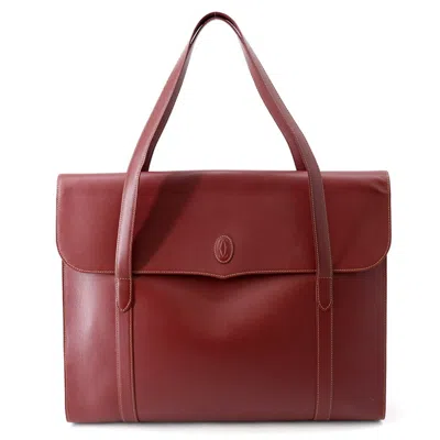 Pre-owned Cartier Must Bordeaux Leather Handbag Tote Bag () In Burgundy