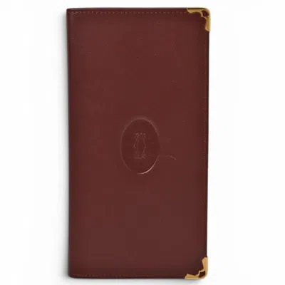 Pre-owned Cartier Must Bordeaux Leather Long Wallet (bi-fold) ()