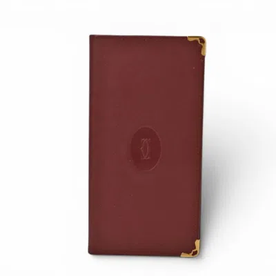 Pre-owned Cartier Must Bordeaux Leather Long Wallet (bi-fold) ()