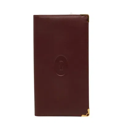 Pre-owned Cartier Must Bordeaux Leather Long Wallet (bi-fold) ()