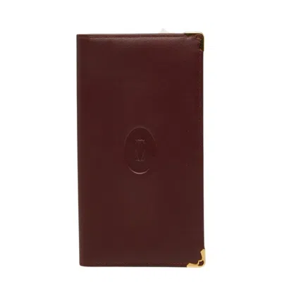 Pre-owned Cartier Must Bordeaux Leather Long Wallet (bi-fold) ()