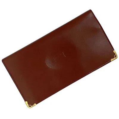 Pre-owned Cartier Must Bordeaux Leather Wallet (bi-fold) ()