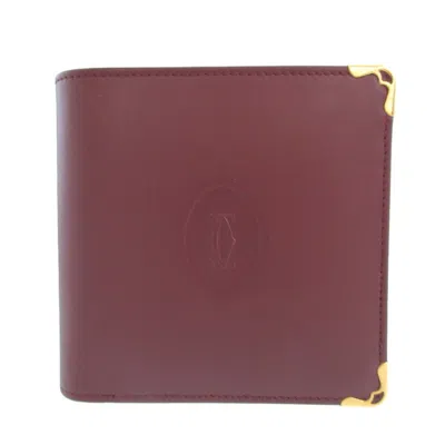 Pre-owned Cartier Must Bordeaux Leather Wallet (bi-fold) () In Burgundy