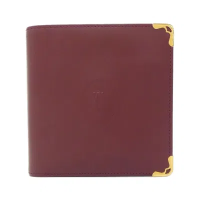Pre-owned Cartier Must Bordeaux Leather Wallet (bi-fold) () In Burgundy