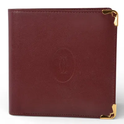 Pre-owned Cartier Must Bordeaux Leather Wallet (bi-fold) () In Burgundy