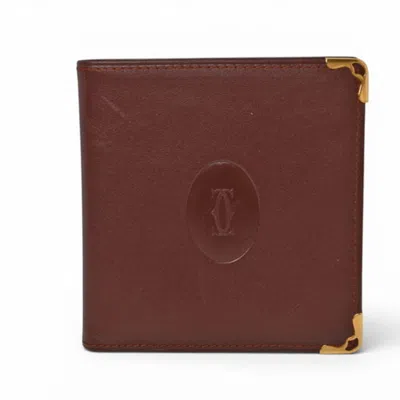 Pre-owned Cartier Must Bordeaux Leather Wallet (bi-fold) ()