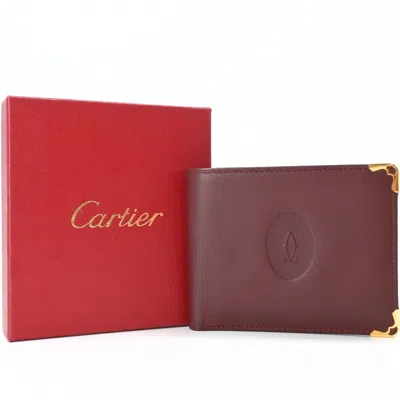 Pre-owned Cartier Must Bordeaux Leather Wallet (bi-fold) ()