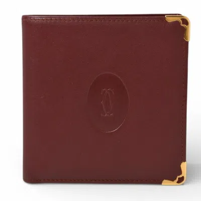 Pre-owned Cartier Must Bordeaux Leather Wallet (bi-fold) () In Burgundy