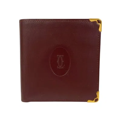 Pre-owned Cartier Must Bordeaux Leather Wallet (bi-fold) () In Burgundy