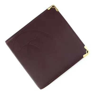 Pre-owned Cartier Must Bordeaux Leather Wallet (bi-fold) () In Burgundy