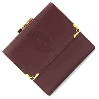Pre-owned Cartier Must Bordeaux Leather Wallet (tri-fold) () In Burgundy