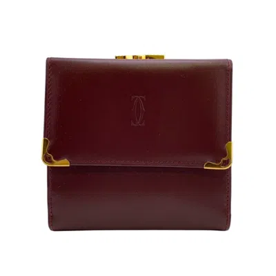Pre-owned Cartier Must Bordeaux Leather Wallet (tri-fold) () In Burgundy