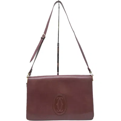 Pre-owned Cartier Must Bordeaux Red Color Leather Handbag Shoulder Bag ()