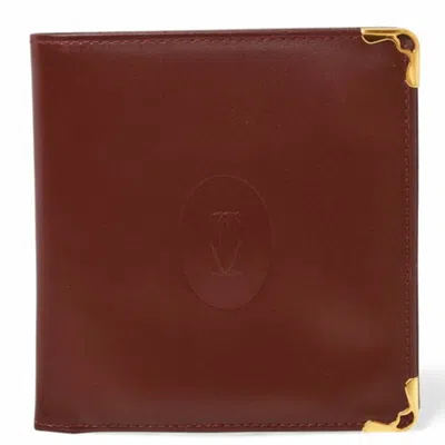 Pre-owned Cartier Must Bordeaux Wallet (bi-fold) () In Burgundy