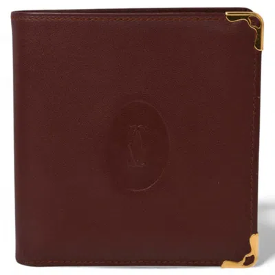 Pre-owned Cartier Must Bordeaux Wallet (bi-fold) () In Burgundy