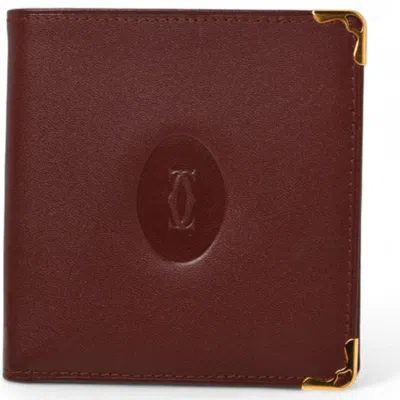 Pre-owned Cartier Must Bordeaux Wallet (bi-fold) () In Burgundy