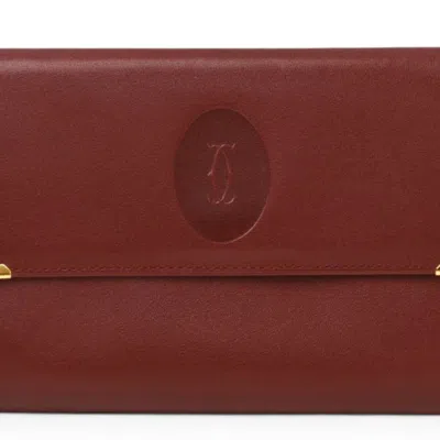 Pre-owned Cartier Must Bordeaux Wallet (tri-fold) () In Burgundy