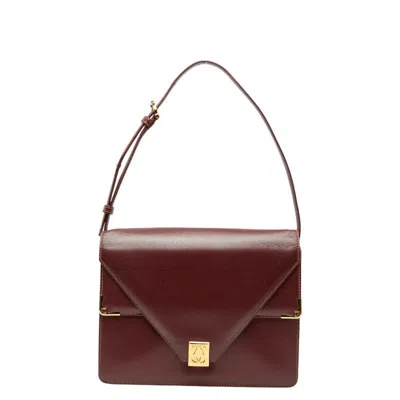 Pre-owned Cartier Must Bordeaux Wine Red Leather Shoulder Bag () In Burgundy