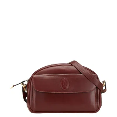 Pre-owned Cartier Must Bordeaux Wine Red Leather Shoulder Bag () In Burgundy