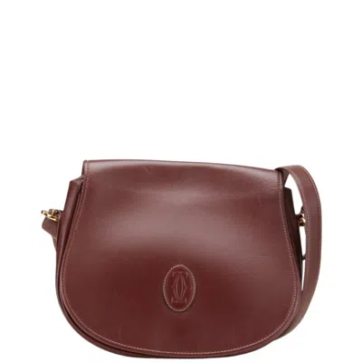 Pre-owned Cartier Must Bordeaux Wine Red Leather Shoulder Bag () In Burgundy