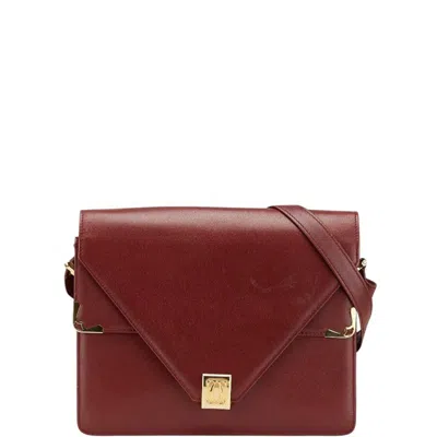 Pre-owned Cartier Must Bordeaux Wine Red Leather Shoulder Bag () In Burgundy