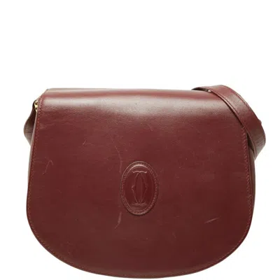 Pre-owned Cartier Must Bordeaux Wine Red Leather Shoulder Bag () In Bordeaux, Wine Red