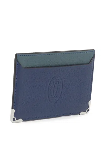 Pre-owned Cartier Must Card Holder In Blue