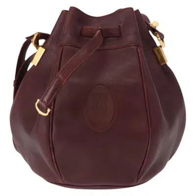 Pre-owned Cartier Must De  Bag Leather Burgundy Leather Shoulder Bag Bag ()