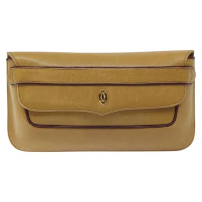 Pre-owned Cartier Must De  Beige Leather Clutch Bag () In Sand