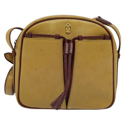Pre-owned Cartier Must De  Beige Leather Shoulder Bag () In Sand