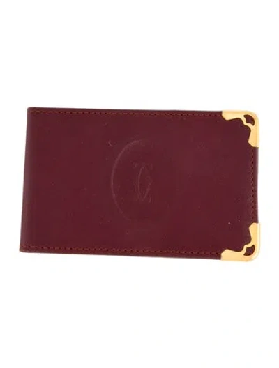 Pre-owned Cartier Must De  Bifold Pocket Mirror In Burgundy