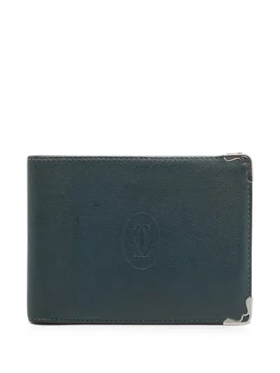 Pre-owned Cartier Must De  Bifold Wallet In Blue