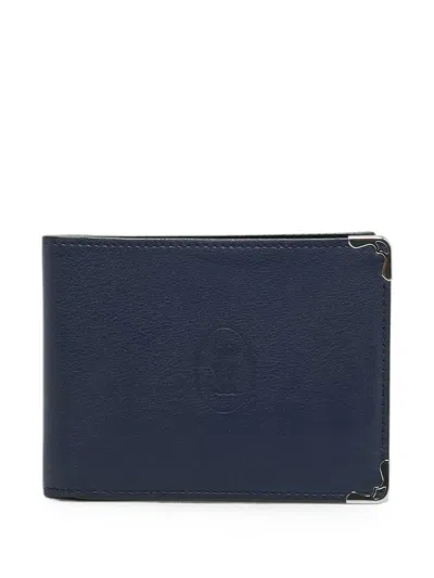 Pre-owned Cartier Must De  Bifold Wallet In Blue